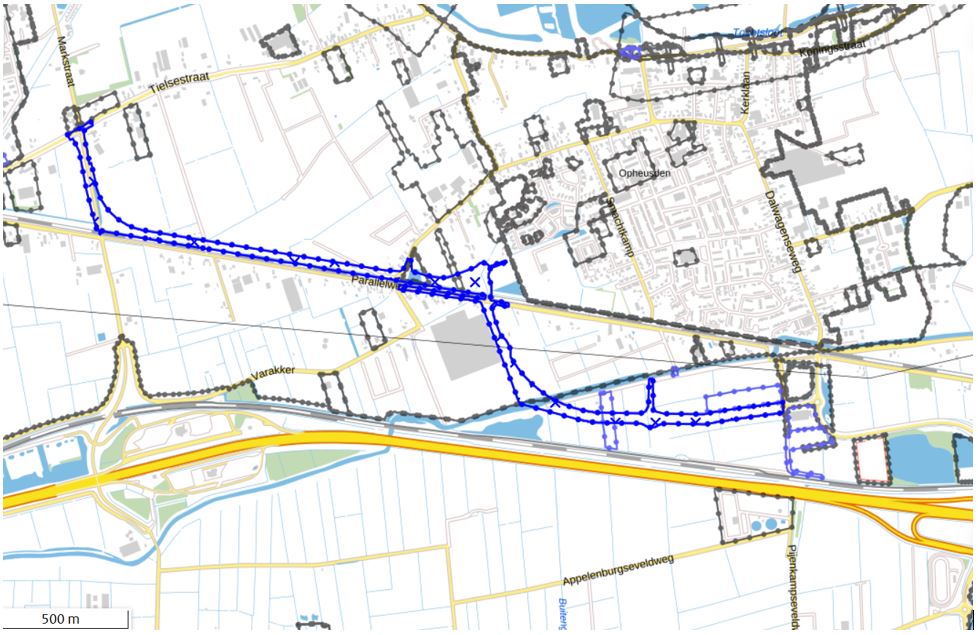 plaatje 1: voorgesteld tracé Rondweg Opheusden